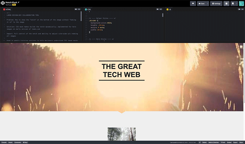 CSS Notch CodePen Demo