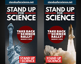 March 7th Stand Up for Science rally banners in Washington DC
